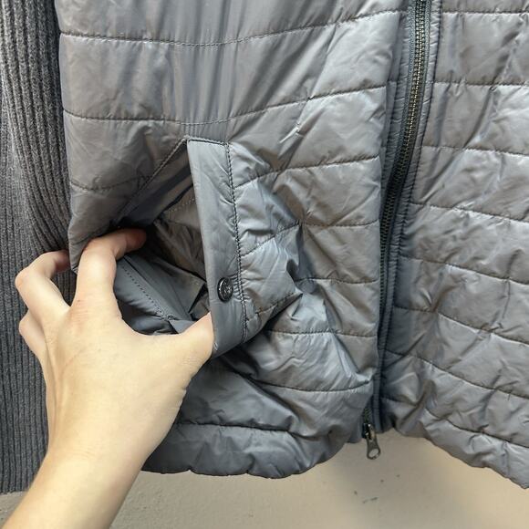 J. McLaughlin Jacket Womens SZ L Gray Full Zip Long Sleeve Ribbed Quilted Bomber - Picture 5 of 6